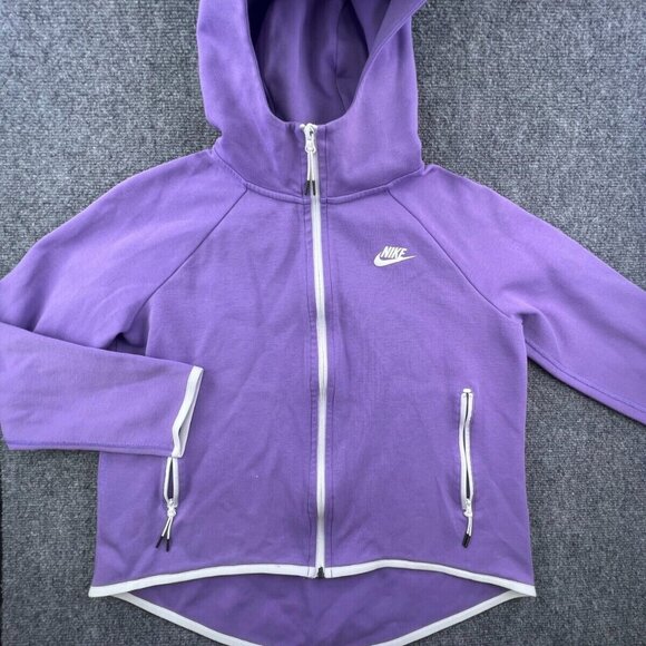 Nike Medium Purple Women Full Zip Hoodie Sweatshirt Long Sleeve w Logo, Pockets - Picture 1 of 16
